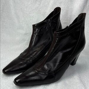 Franco Sarto Chocolate Leather Ankle Boots